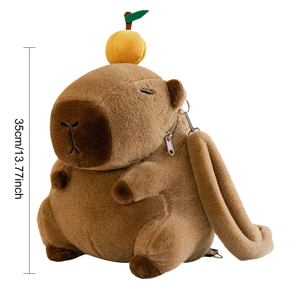 Cute Capybara Plush Backpack – Funny Cartoon Capybara Shoulder Bag, Furry School Bag for Kids