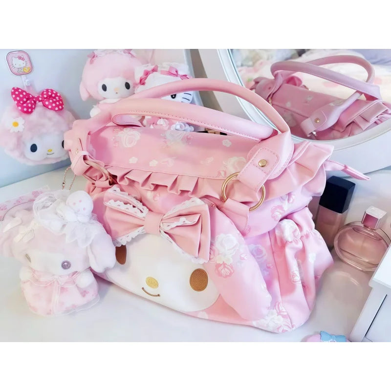 Sanrio Cute My Melody Shoulder Bag Large Capacity Travel Handheld Portable Casual Commuter Crossbody Bag Anime Surrounding Girls