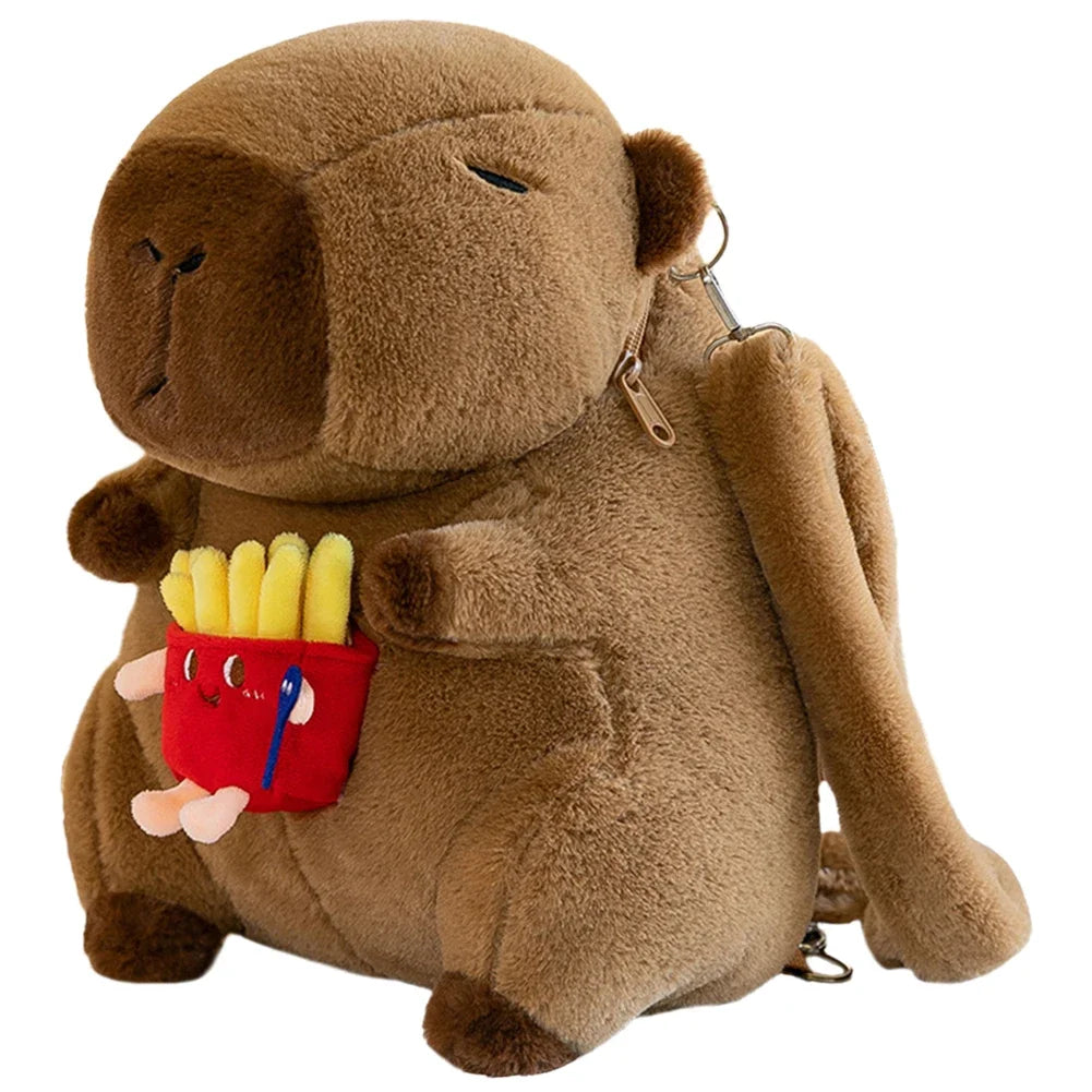 Cute Capybara Plush Backpack – Funny Cartoon Capybara Shoulder Bag, Furry School Bag for Kids